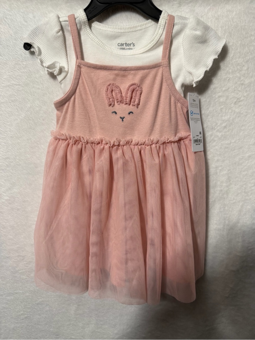 Carter's Blush Pink Bunny Tulle Dress with White Tee